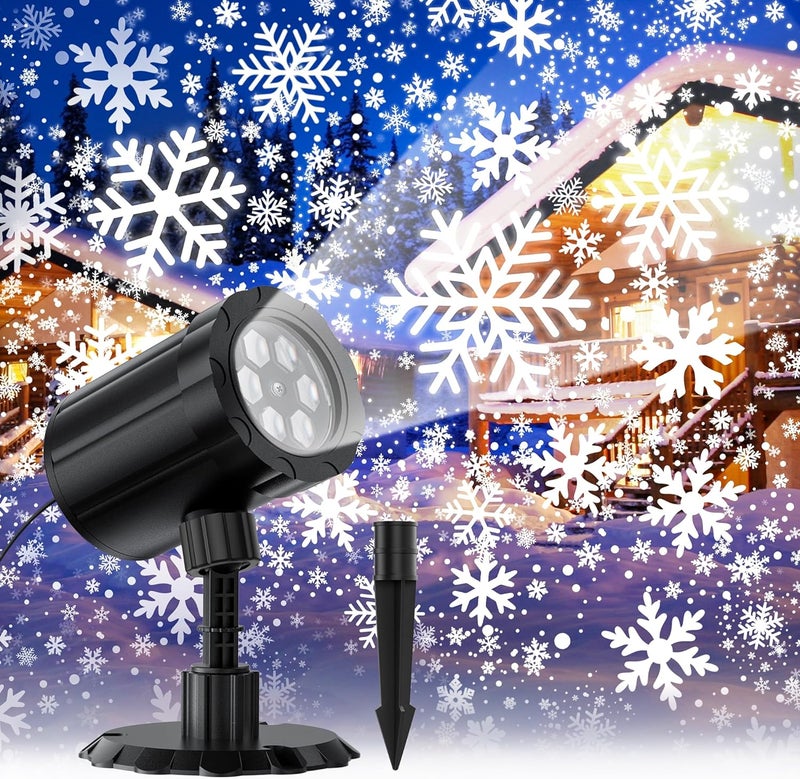GUSODOR Christmas Projector Lights Outdoor, Dynamic Snowflake Projector IP65 Waterproof Snow Projection Lights for Indoor Outdoor Christmas Decoration, Holiday, Wedding, Yard Decor - Image 1